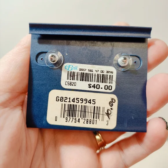 Vintage Bijoux GIVENCHY Silver tone Open Circle Pave Drop Earrings POST BACK NOS - Picture 5 of 6